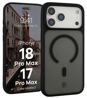 Produktbild von Handyhülle mit Magnetring für iPhone 18 Pro Max / 17 Pro Max, Bizon Case MatteO, Getönt-Schwarz