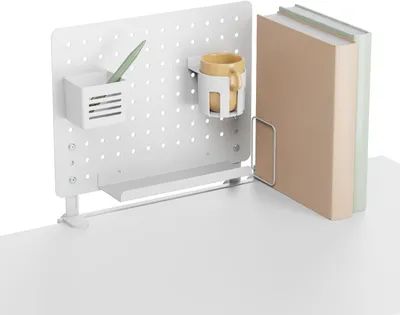 Produktbild von HOKO Schreibtisch-Lochwand mit Zubehör, magnetische Stecktafel mit Stiftehalter, Klemmmontage, für Kinderschreibtisch,  Ablage, Weiß, TINO