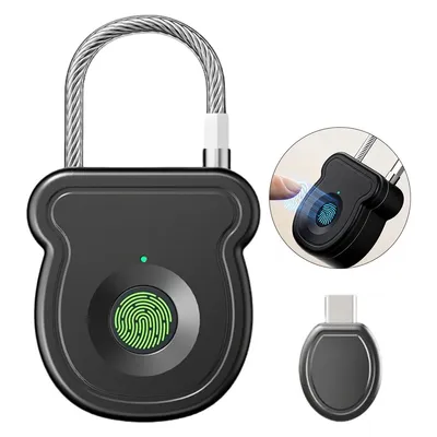Produktbild von Intelligentes Fingerabdruck-Vorhängeschloss,Fingerabdruck Türschloss für Gepäck, Schränke, 0,5s Schnellöffnung, Type-C Aufladung,  inkl. Decoder