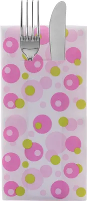 Produktbild von Sovie HOME Besteckserviette Bubbles in Pink-Grün aus Linclass® Airlaid 40 x 40 cm, 12 Stück