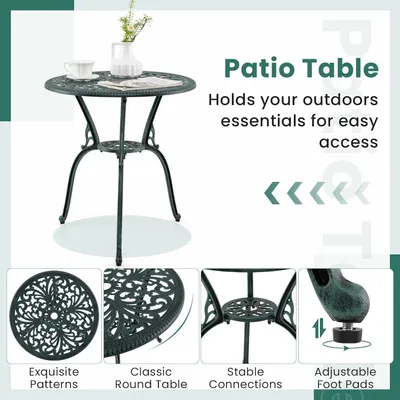 Produktbild von 3-teiliges Bistrogarnitur-Set – Gartentisch-Set – Balkongarnitur – Gartenmöbel – Terrassenmöbel – Aus Gußeisen-Aluminium
