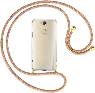 Produktbild von Handykette Backcover-Schutzhülle mit Band (Metall goldfarben) für Sony Xperia XA2 Plus - Rainbow