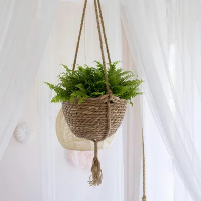 Image de Panier à plantes en gazon naturel suspendu Panier de plantation de fleurs Dural Layer Garden Decor