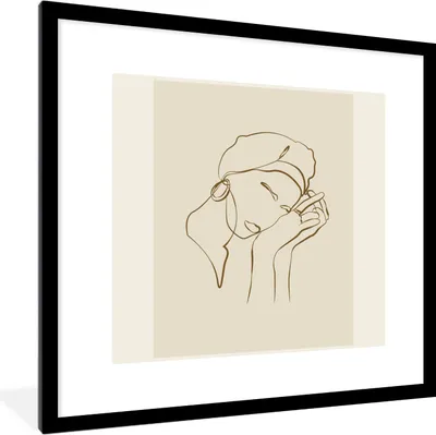 Produktbild von MuchoWow® Gerahmtes Poster Frau - Linienkunst - Zitate - Text 40x40 cm - Poster mit Schwarzem Bilderrahmen Wandposter Rahmen Foto Bilder - Poster - Plakat im Rahmen