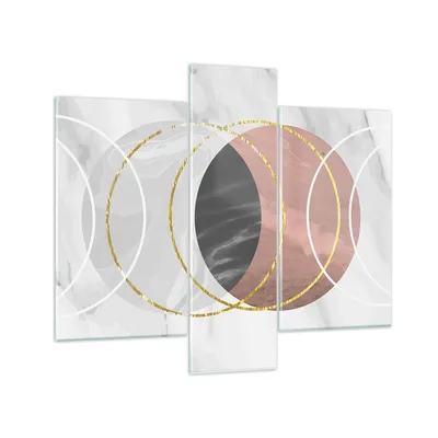 Produktbild von Bilder auf glas - 3 Teile - Abstraktion Formen Stück - 95x80cm - Glasbilder - Wandbilder - Bilder - zum Aufhängen bereit - Wanddekoration aus Glas - Glas Bilder - Wandbild auf Glas - GCB95x80-4935