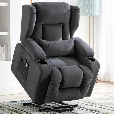 Image de COMHOMA Fauteuil de relaxation debout Fauteuil de massage TV inclinable avec massage Fauteuil ergonomique Connexion USB Tissu de surface gris