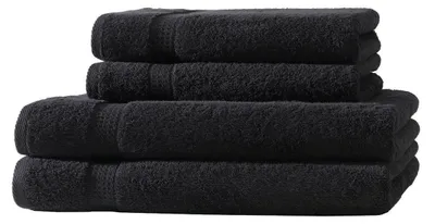 Produktbild von 4er Set Frottee 2x Handtücher 2x Duschtücher Elegance 100% Baumwolle 500 gsm 50x100 cm 70x140 cm schwarz