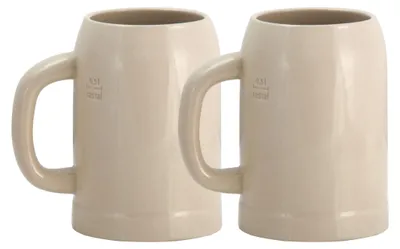 Zdjęcie produktu dla zestaw 2 kufli do piwa Grenzauer 0,5 litra ze znakiem kalibracji kamienny dzbanek 500ml 50cl