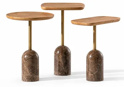 Immagine prodotto di 3 tavolini laterali, stile moderno, colore marrone, pratici, ideali per il soggiorno