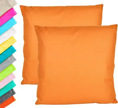 Produktbild von 2x Outdoor Lounge Kissen 45x45cm Dekokissen Set Inkl. Füllung Wasserfest Sitzkissen Garten Stuhl Lotus Effekt, Farbe:Orange