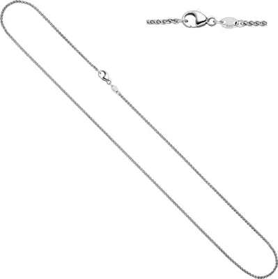 Produktbild von Zopfkette 585 Gold Weißgold 1,2 mm 45 cm Kette Halskette Goldkette Karabiner