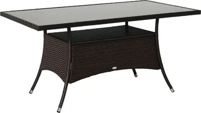 Produktbild von Outsunny Gartentisch Glastisch Esstisch Gartenmöbel Tisch Metall 150x85x74cm