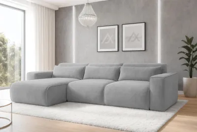Image de AX LIVING Canapé d'angle convertible Ruyam Gris foncé Canapé 310 cm G