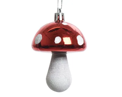 Produktbild von Christbaumschmuck Kunststoff Fliegenpilze 7.5cm rot / weiß, 2er Set