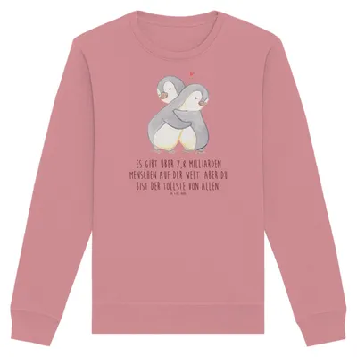Produktbild von Mr. & Mrs. Panda Bio Baumwoll Pullover Pinguine Kuscheln Größe XL - Canyon Pink - Geschenk, Freund, Sweater, Sweatshirt, Hochzeitstag, Valentinstag, Pulli, Freundin, für