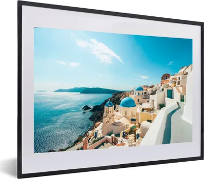 Produktbild von MuchoWow® MuchoWow® Gerahmtes Poster Nachmittag in Santorini Griechenland 60x40 cm - Poster mit zchwarzem Bilderrahmen - Schlafzimmer - Plakat in Rahmen - Drucken