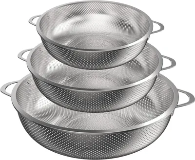 Produktbild von Küchensieb, Set von 3, Pasta Sieb mit Griff, Colander für Pasta, Obst, Reis