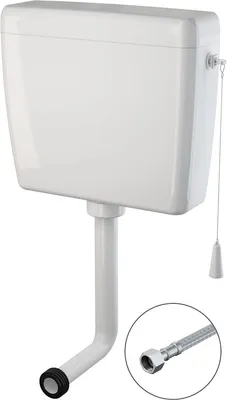Immagine prodotto di Cassetta di scarico per WC Alcadrain A930-H-3/8"-F, modello universale UNI DUAL, colore bianco, con tubo di collegamento