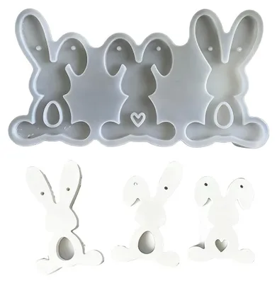 Silikonform Ostern mit Hasenmotiv, DIY, wiederverwendbar, 1 Stück