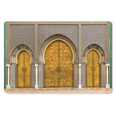Produktbild von MuchoWow® Schreibtischunterlage Türen - Architektur - Gold - Muster 60x40 cm - XXL Mauspad - Großes Mauspad