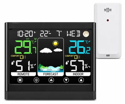 Immagine prodotto di Stazione meteorologica con sensore esterno, display a colori VA da 5,8 pollici, previsioni del tempo e dati meteorologici precisi per interni ed esterni