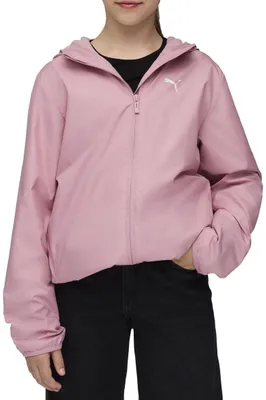 Immagine prodotto di Giacca antivento imbottita in pile, unisex, per bambini, marca PUMA, colore rosa tenue, taglia 164 EU