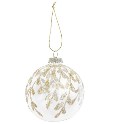 Produktbild von Weihnachtskugel aus Glas goldenes Blattwerk Ø 8 cm