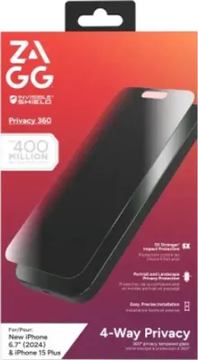 Produktbild von InvisibleShield Glass Elite Privacy 360, Apple, iPhone 16+/iPhone 15+, Antibakteriell, Staubresistent, Kratzresistent, 1 Stück(e)