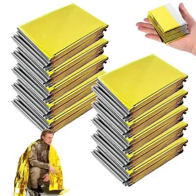 Obrázok produktu pre Záchranná deka 210 x 130 cm, 10 kusov, zlatá a strieborná, pre prežitie