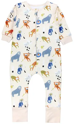 Produktbild von TupTam Baby Schlafsack Baumwolle 2.5 TOG mit Füßen & abnehmbaren Ärmeln, Herbst Winter, warm & atmungsaktiv, Farbe: Affenparade, Größe: 92-98