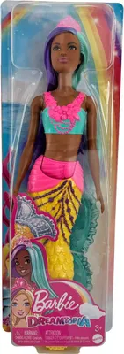 Zdjęcie produktu dla Barbie Dreamtopia, lalka, syrenka z kolorowym ogonem i włosami, ruchoma płetwa ogonowa, Mattel GJK10