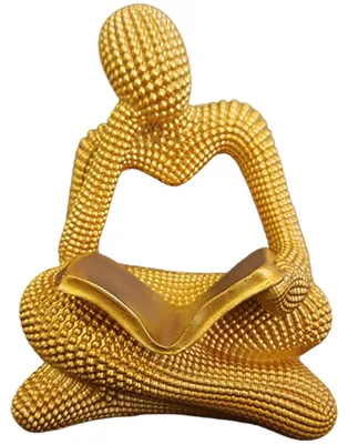 Lesende Frau Skulptur, Harzfigur mit Perlenoptik, 14 cm, modernes Dekoobjekt