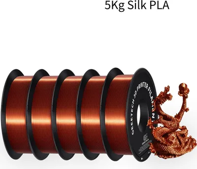 Obrázek produktu pro Filament Silk PLA pro 3D tiskárny – 1,75 mm – hedvábně lesklý povrch – materiál PLA – délka 343 m – pro FDM/FFF – měď