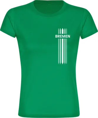 Produktbild von multifanshop Damen T-Shirt - Bremen - Streifen, grün, Größe S