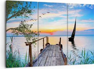 Produktbild von Bild auf Leinwand - Leinwandbild - Brücke See - 105x70cm - Wand Bild - Wanddeko - Wandbilder - Leinwanddruck - Bilder - Kunstdruck - Wanddekoration - Leinwand bilder - Wandkunst - CE105x70-4115