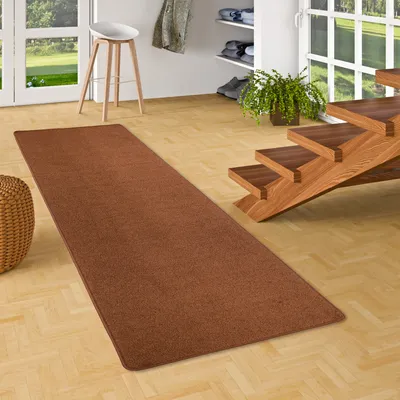 Produktbild von Velours Läufer Teppich Joy Braun, Größe:80x400 cm