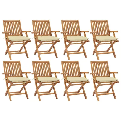 Produktbild von Klappbare Gartenstühle mit Kissen 8 Stk. Massivholz Teak