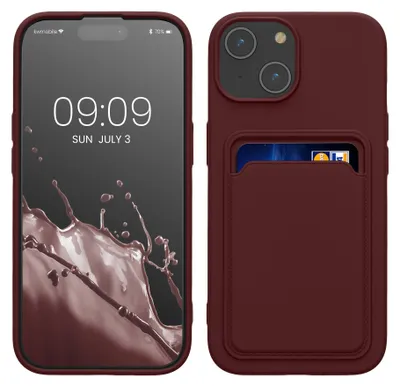 Produktbild von kwmobile Handyhülle für Apple iPhone 15 Hülle mit Kartenfach - TPU Case - Kabelloses Laden - Schutzhülle Cover in Tawny Red