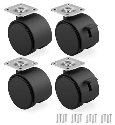 Productafbeelding van Meubelwielen - Zwenkwielen met rem - 50 mm - Set van 4
