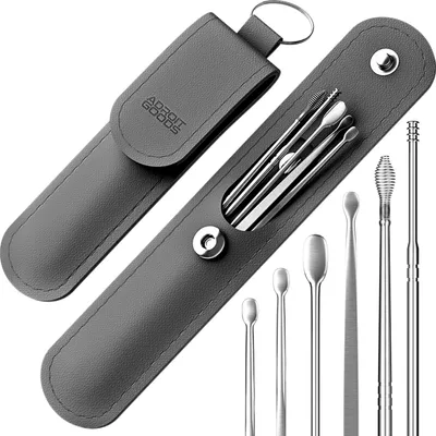 Produktbild von AdroitGoods Ohrenschmalz-Entferner-Set - 6 Stück - Ohr-Reiniger - Saubere Ohren - Schwarz