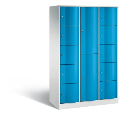 Produktbild von Großraum-Wertfachschrank mit Spezialtüren, 12 Abteile, BxTxH 1150x540x1950 mm, RAL 7035/5012
