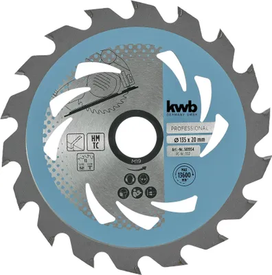 Produktbild von kwb Kreissägeblatt 135 x 20 mm, leichtgängig, speziell für Akkumaschinen, Sägebl