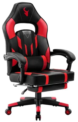 Produktbild von Bürostuhl Chefsessel Drehstuhl Gamingsitz Schreibtisch Fußstütze Schwarz/Rot