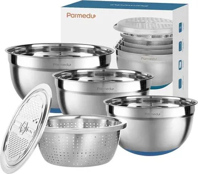 Obrázok produktu pre Sada miešacích misiek Famanu 5 v 1 – 3 veľké misky s protišmykovým dnom