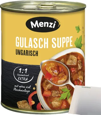 Produktbild von Menzi ungarische Gulaschsuppe EXTRA konzentriert 1:1 (800ml Dose) + usy Block