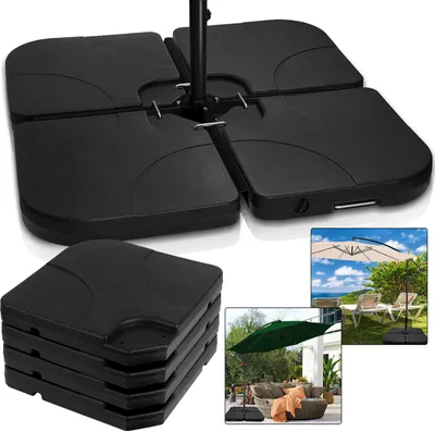 Immagine prodotto di Set di 4 supporti per ombrellone Aopunly riempibili con sabbia/acqua fino a 80 kg Supporto per ombrellone in plastica HDPE