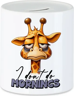 Produktbild von I don't do mornings Spardose lustiger Spruch Morgenmuffel Giraffe