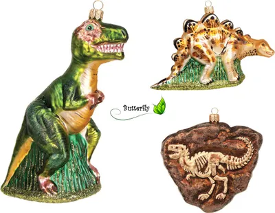 Produktbild von Christbaumschmuck Glas 10cm Dinosaurier Figur Beige