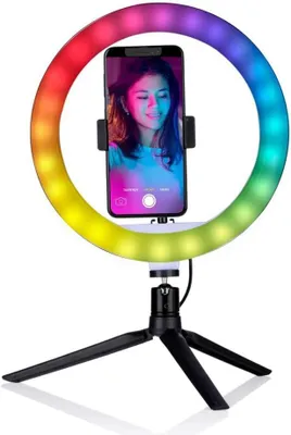Produktbild von Ringlampe mit Stativ – Selfie-Lampe – Für Videoaufnahmen – 150 LED-Leuchten – Verstellbar – Schwarz