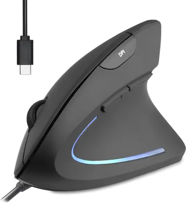 Produktbild von Perixx PERIMICE-513C Kabelgebundene Vertikale USB-C Maus, 6 Tasten, 1000/1600 DP